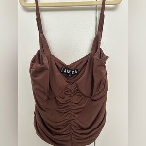 I.AM.GIA Chocolate Ruched Camisole